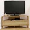 Meuble TV 100 cm d'angle 1 porte effet naturel cannage*IDMarket Sale