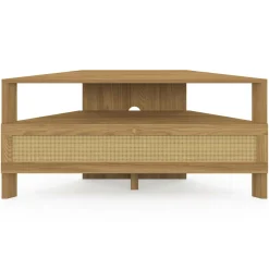 Meuble TV 100 cm d'angle 1 porte effet naturel cannage*IDMarket Sale