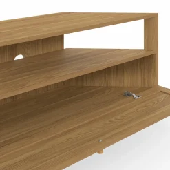 Meuble TV 100 cm d'angle 1 porte effet naturel cannage*IDMarket Sale