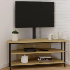 Meuble TV 100 cm d'angle design industriel avec étagères et support TV réglable de 32 à 70 pouces*IDMarket
