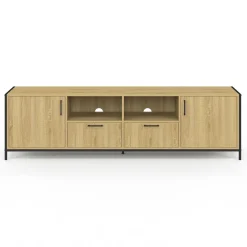 Meuble TV 180 cm design industriel 2 portes 2 tiroirs*IDMarket Discount