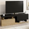 Meuble TV 140 cm double-portes effet bois et noir*IDMarket Best