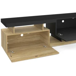 Meuble TV 140 cm double-portes effet bois et noir*IDMarket Best
