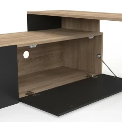 Meuble TV 140-180 cm modulable d'angle rotatif bois et noir*IDMarket Clearance