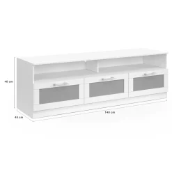 Meuble tv 140 cm portes givrées blanc*IDMarket Discount