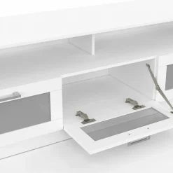 Meuble tv 140 cm portes givrées blanc*IDMarket Discount