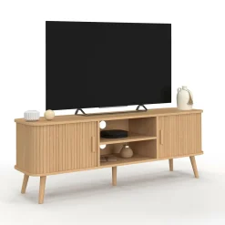 Meuble TV avec portes coulissantes lattes*IDMarket Sale