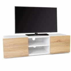 Meuble TV blanc et imitation hêtre*IDMarket Discount