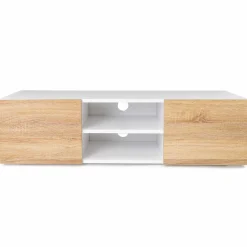 Meuble TV blanc et imitation hêtre*IDMarket Discount