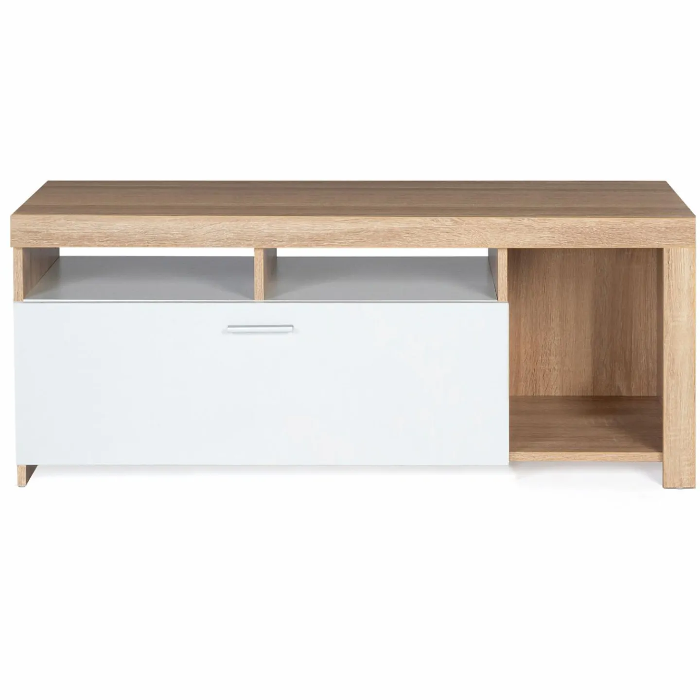 Meuble TV bois et placard blanc moderne*IDMarket Online