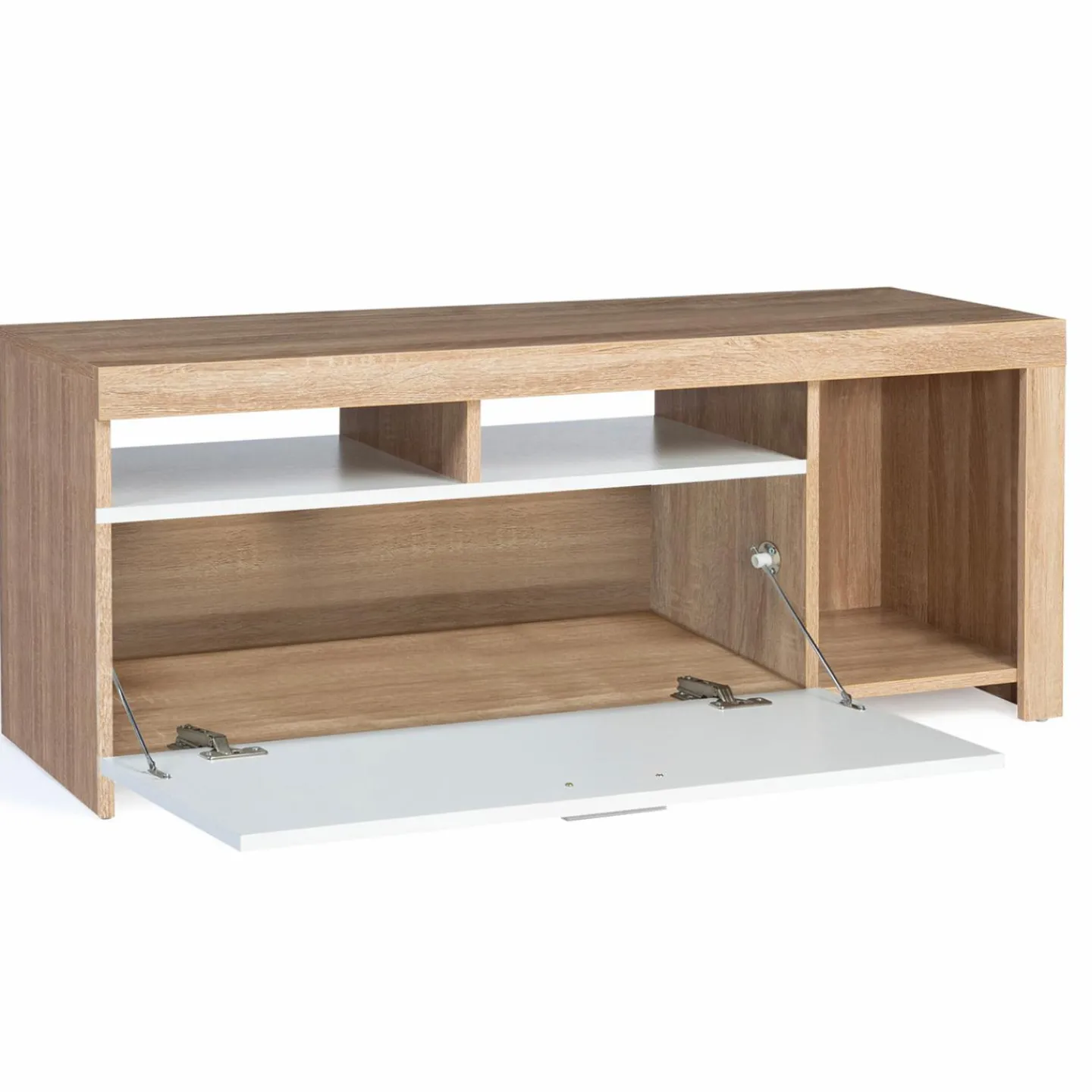 Meuble TV bois et placard blanc moderne*IDMarket Online