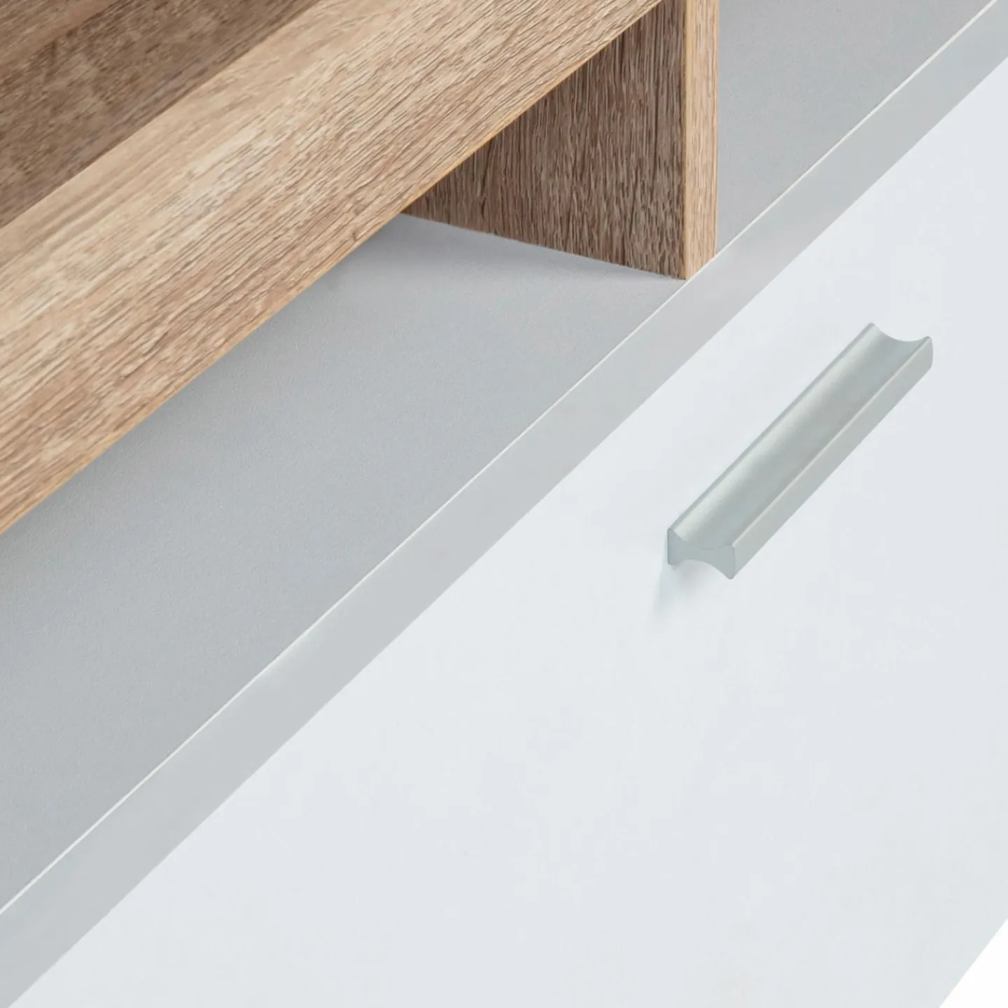 Meuble TV bois et placard blanc moderne*IDMarket Online