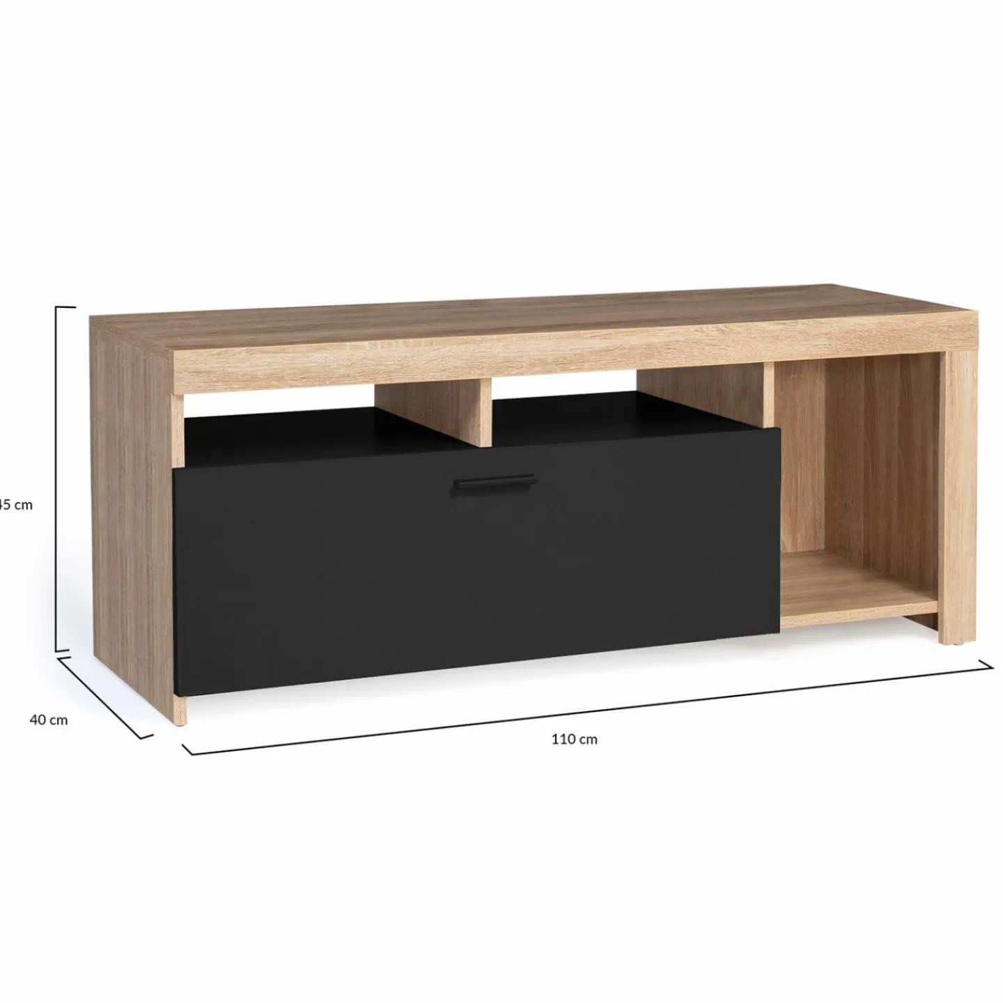 Meuble TV bois et placard noir moderne*IDMarket Outlet