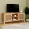 Meuble TV cannage 110 cm avec 2 portes*IDMarket Outlet
