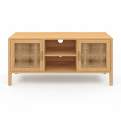 Meuble TV cannage 110 cm avec 2 portes*IDMarket Outlet