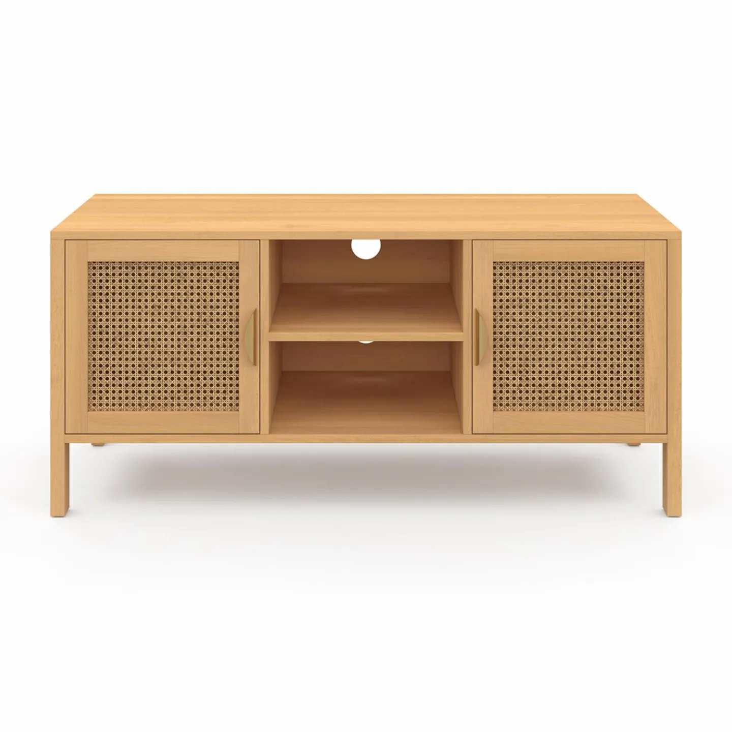 Meuble TV cannage 110 cm avec 2 portes*IDMarket Outlet