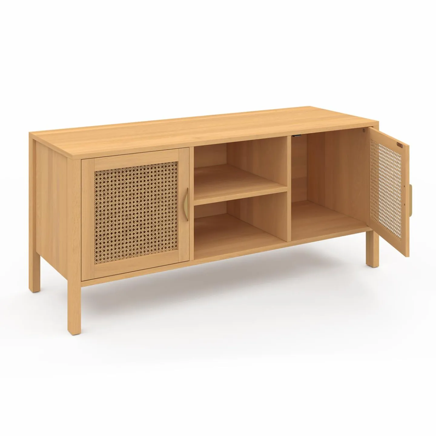 Meuble TV cannage 110 cm avec 2 portes*IDMarket Outlet