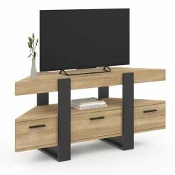 Meuble TV d'angle bois et noir*IDMarket