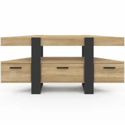 Meuble TV d'angle bois et noir*IDMarket