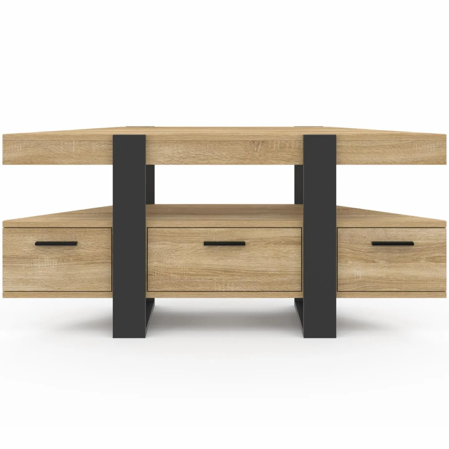 Meuble TV d'angle bois et noir*IDMarket