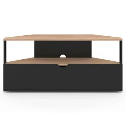 Meuble TV d'angle bois façon hêtre et noir 100 cm*IDMarket Best