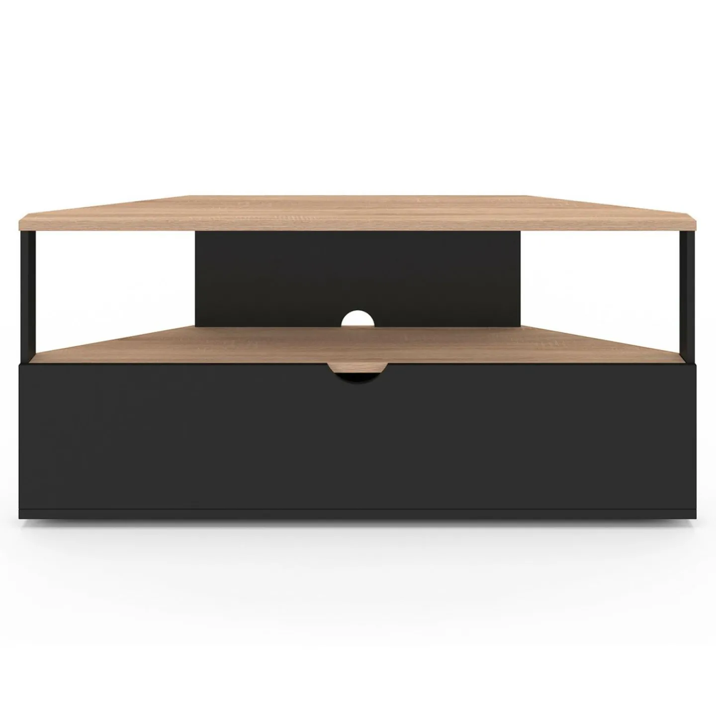 Meuble TV d'angle bois façon hêtre et noir 100 cm*IDMarket Best
