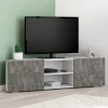 Meuble TV d'angle effet béton et blanc 110 cm*IDMarket Clearance
