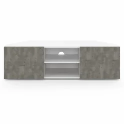 Meuble TV d'angle effet béton et blanc 110 cm*IDMarket Clearance