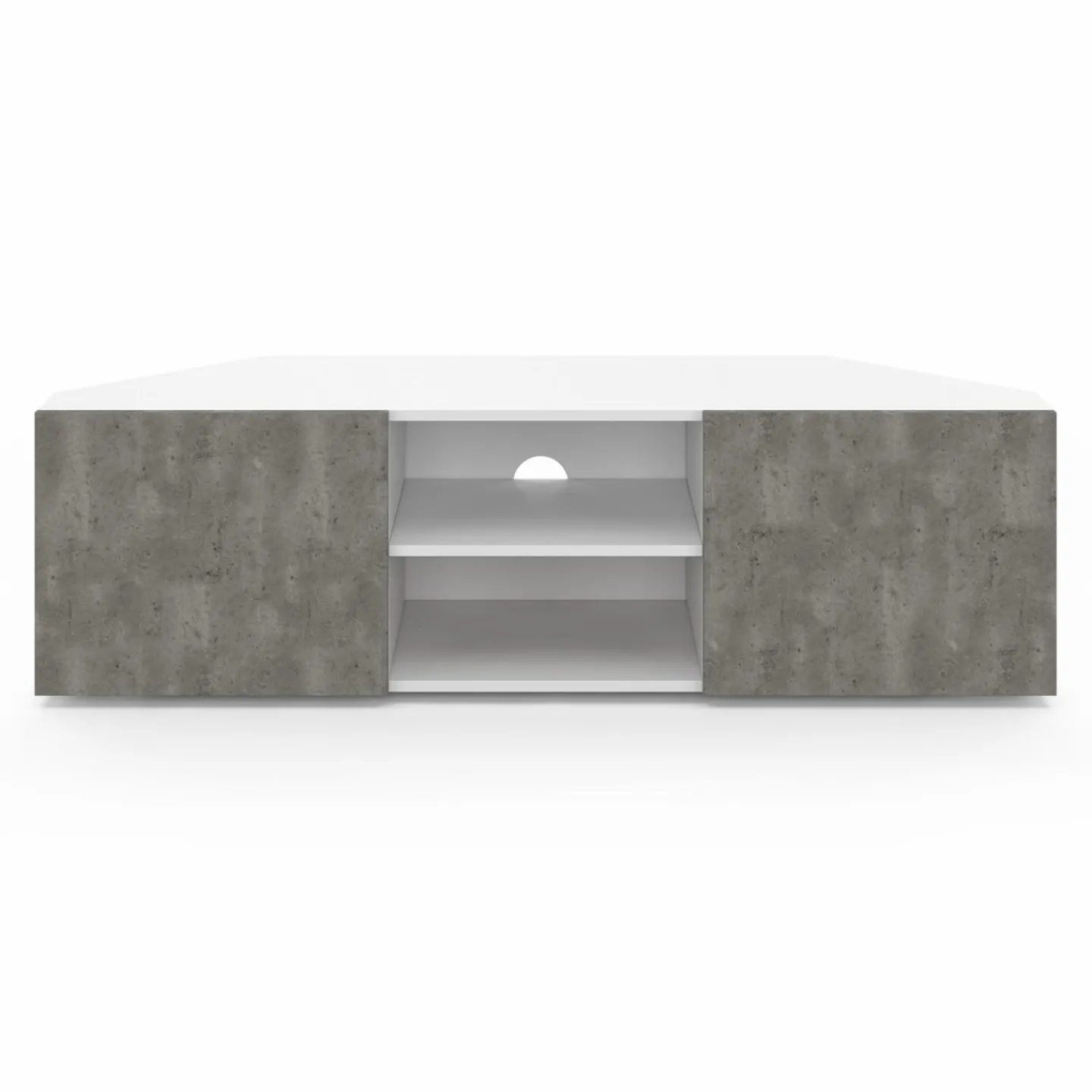 Meuble TV d'angle effet béton et blanc 110 cm*IDMarket Clearance