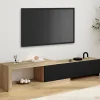 Meuble tv extensible 2 portes bois et noir*IDMarket Best