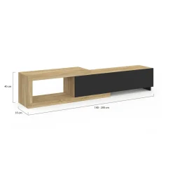 Meuble tv extensible 2 portes bois et noir*IDMarket Best