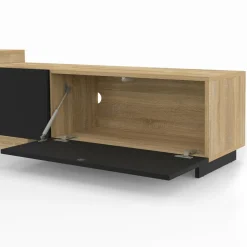 Meuble tv extensible 2 portes bois et noir*IDMarket Best