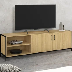 Meuble TV industriel 160 cm avec 2 portes*IDMarket Online