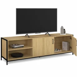 Meuble TV industriel 160 cm avec 2 portes*IDMarket Online