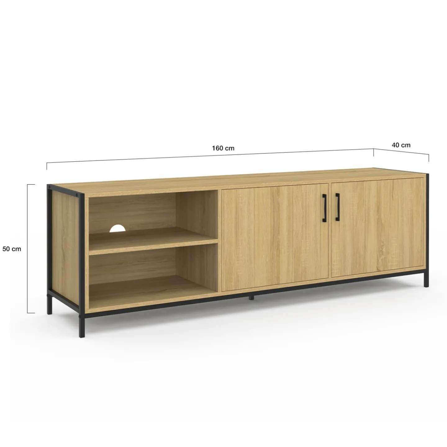 Meuble TV industriel 160 cm avec 2 portes*IDMarket Online