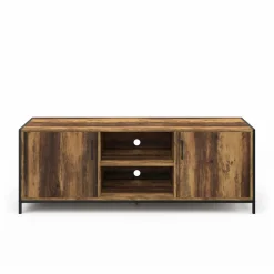 Meuble TV industriel 140 cm bois foncé avec 2 portes*IDMarket Clearance