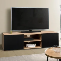 Meuble TV moderne noir et bois 113 cm*IDMarket New