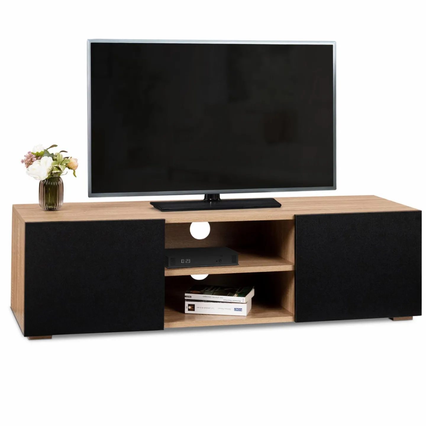 Meuble TV moderne noir et bois 113 cm*IDMarket New