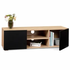 Meuble TV moderne noir et bois 113 cm*IDMarket New