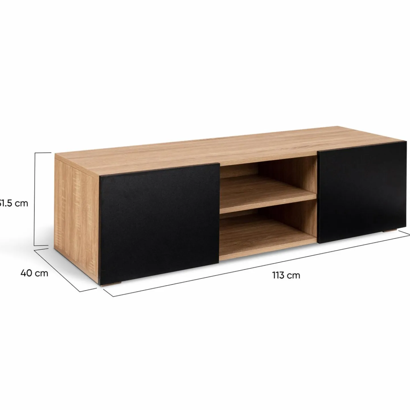 Meuble TV moderne noir et bois 113 cm*IDMarket New