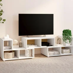 Meuble TV modulable 3 modules multifonction blanc et effet bois*IDMarket Online