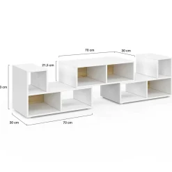 Meuble TV modulable 3 modules multifonction blanc et effet bois*IDMarket Online