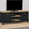 Meuble TV noir 113 cm 2 placards*IDMarket Online