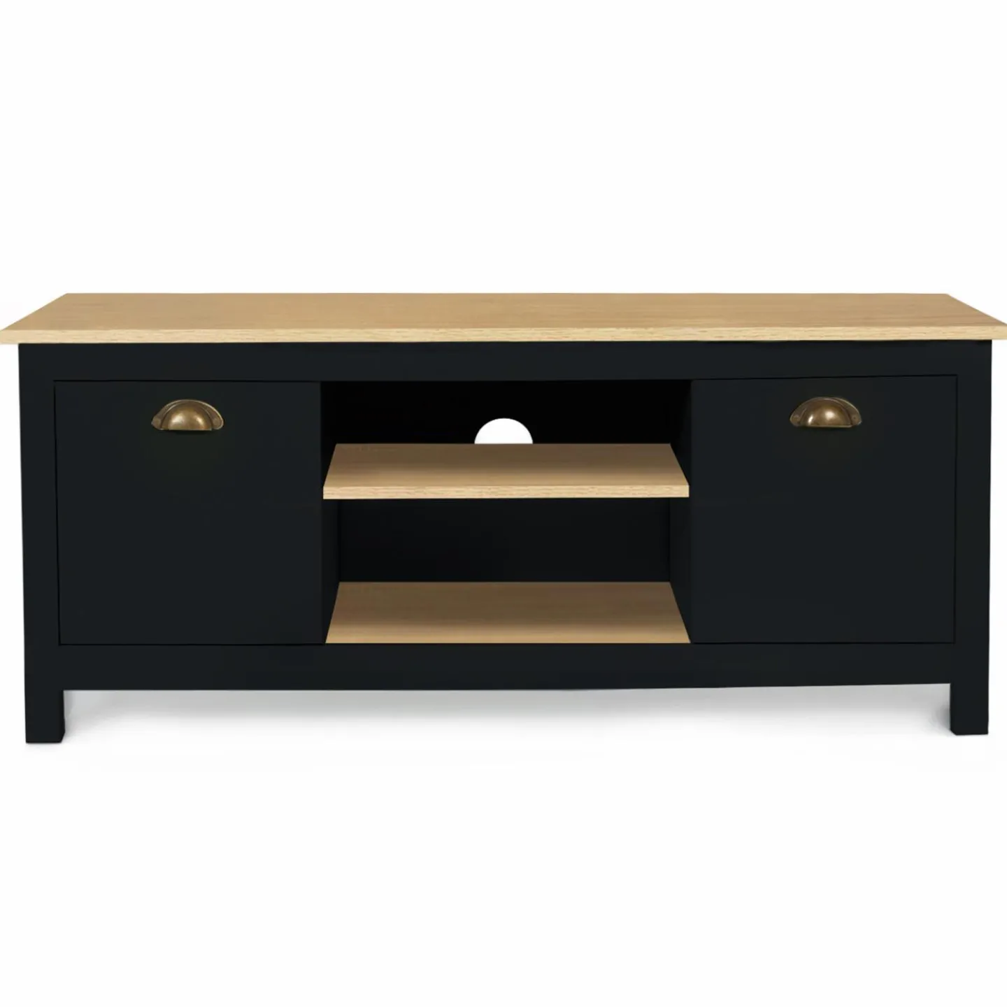 Meuble TV noir 113 cm 2 placards*IDMarket Online