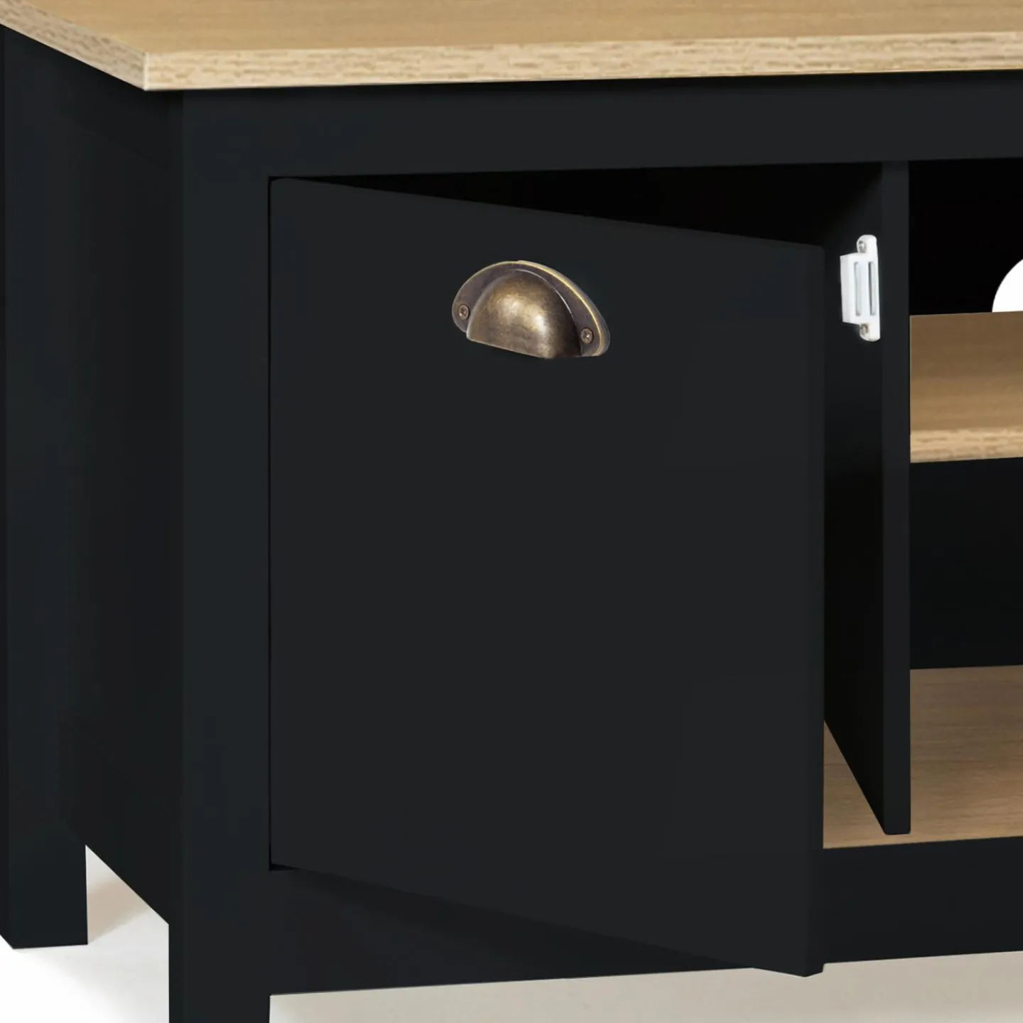 Meuble TV noir 113 cm 2 placards*IDMarket Online