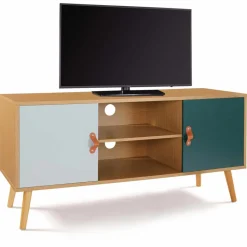 Meuble TV nordique bois et vert*IDMarket Outlet
