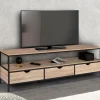Meuble TV style industriel 3 tiroirs 160 cm*IDMarket Discount