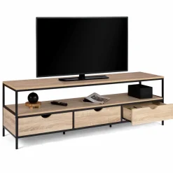 Meuble TV style industriel 3 tiroirs 160 cm*IDMarket Discount