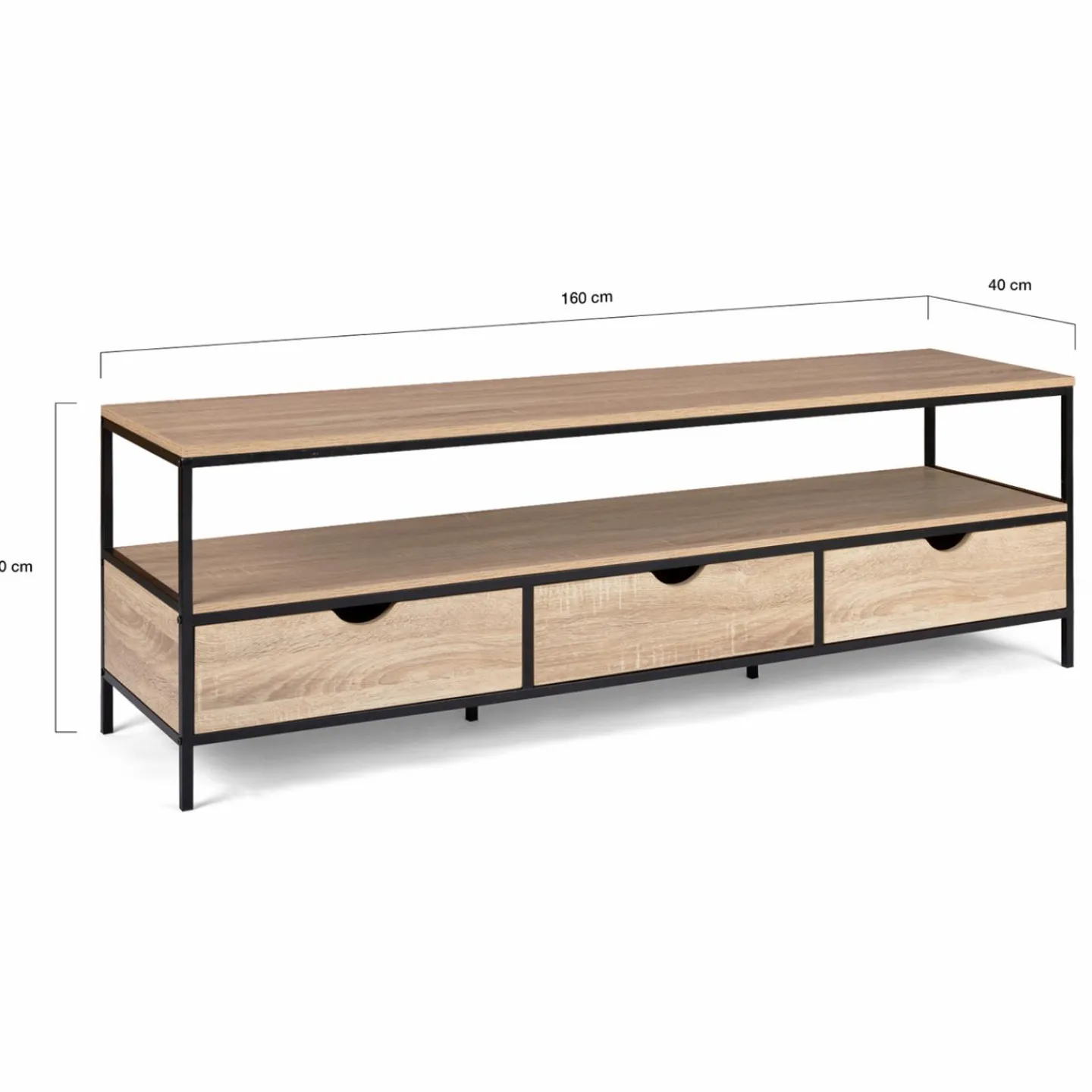 Meuble TV style industriel 3 tiroirs 160 cm*IDMarket Discount