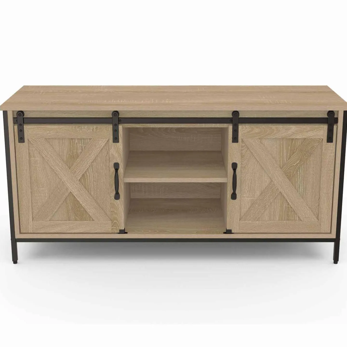 Meuble TV style industriel 2 portes grange coulissantes*IDMarket Clearance
